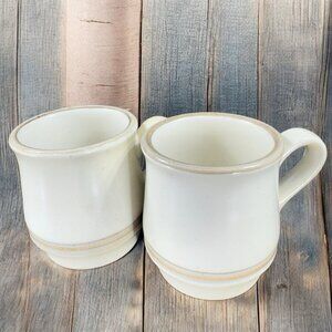 REGO Restaurant Ware Heavy Speckled Coffee Mug Cup Tan Cream Glaze Mugs Set 2